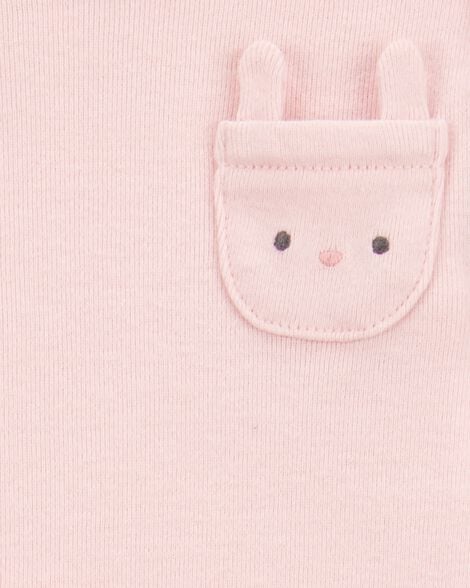 Baby 5-Pack Floral Bunny Short-Sleeve Cotton Bodysuits - Pink