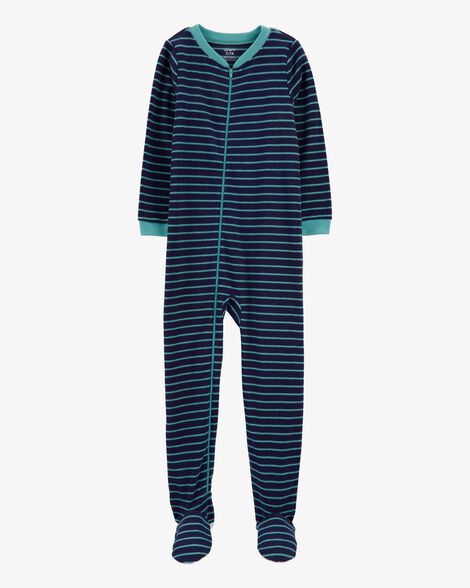  Product image 1 of Kid 1-Piece Striped Fleece Footie Pajamas