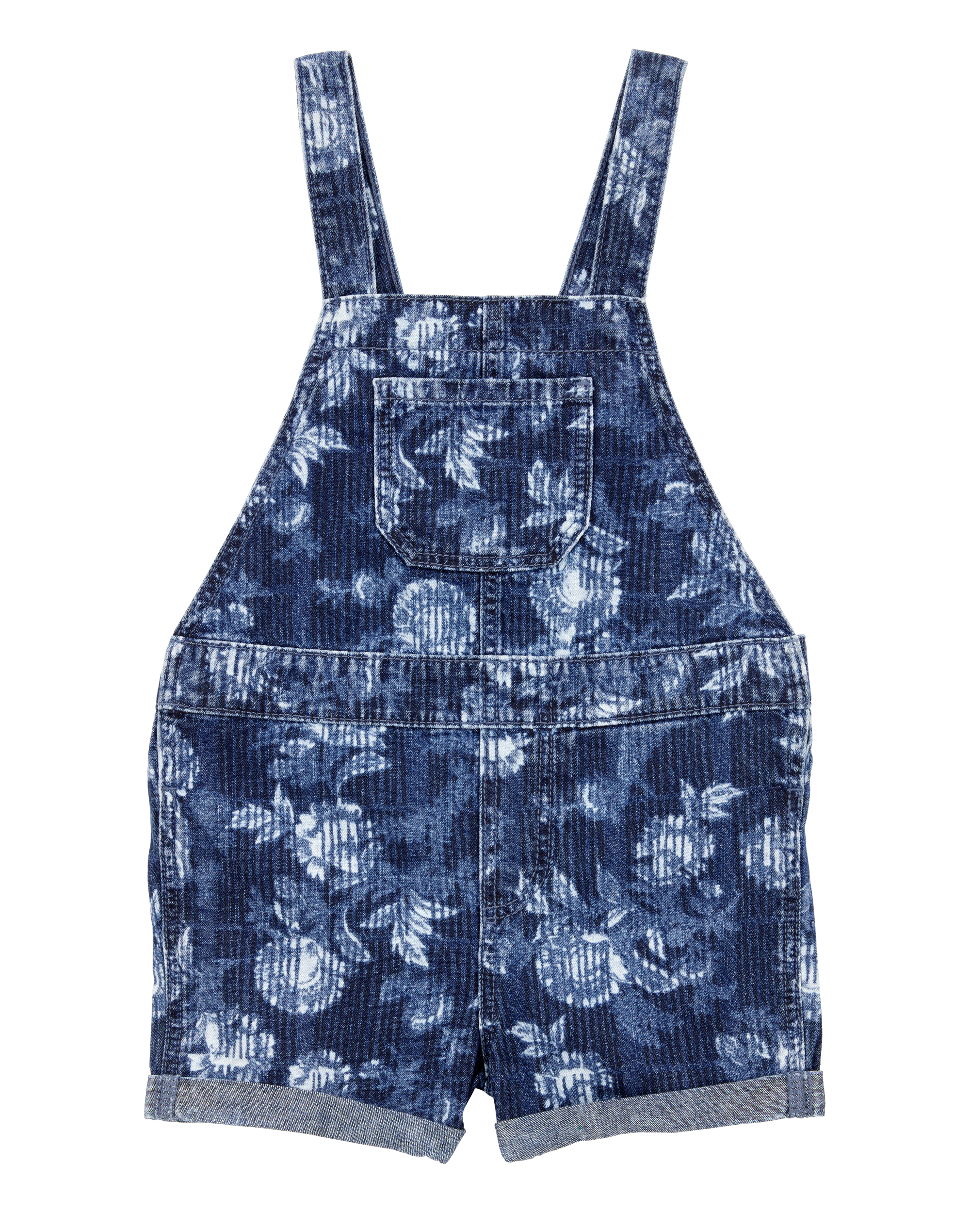 Toddler Iconic Denim Floral Shortalls - Blue