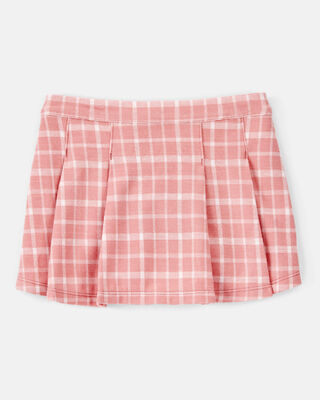 Product image 1 of Toddler Girl Plaid Print Knit Skort - Pink
