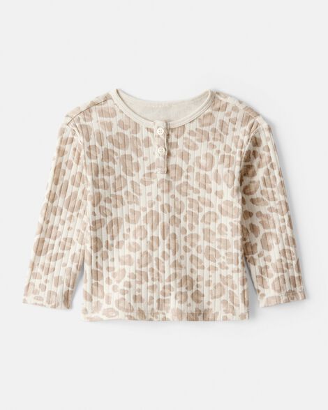 Baby Girl Leopard Long-Sleeve Top - Cream