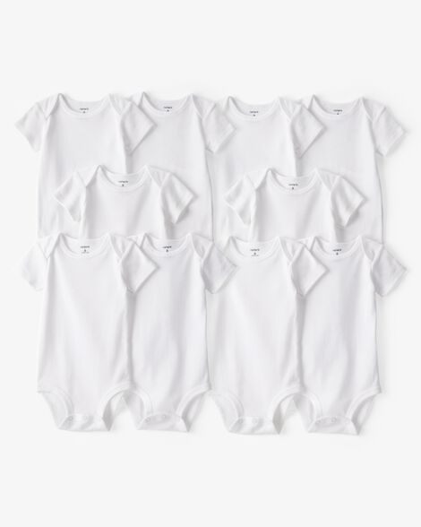  Product image 1 of Baby 10-Pack Short Sleeve Cotton Bodysuits - White