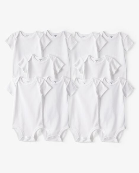 Product image 1 of Baby 10-Pack Short Sleeve Cotton Bodysuits - White