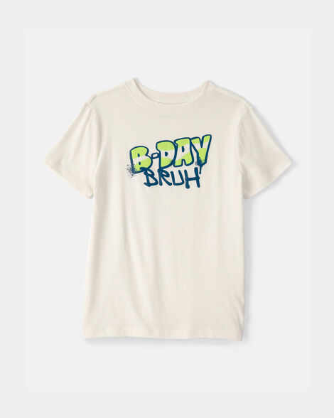 boys 'b-day bruh' graphic tee - ivory