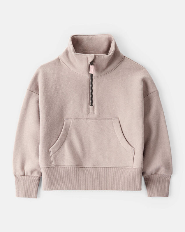 Product image 1 of Toddler Girl Long-Sleeve Quarter-Zip Pullover Sweatshirt - Brown