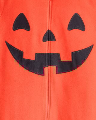 Product image 2 of Kid Halloween Jack-O-Lantern Hooded Zip-Up Jumpsuit - Orange