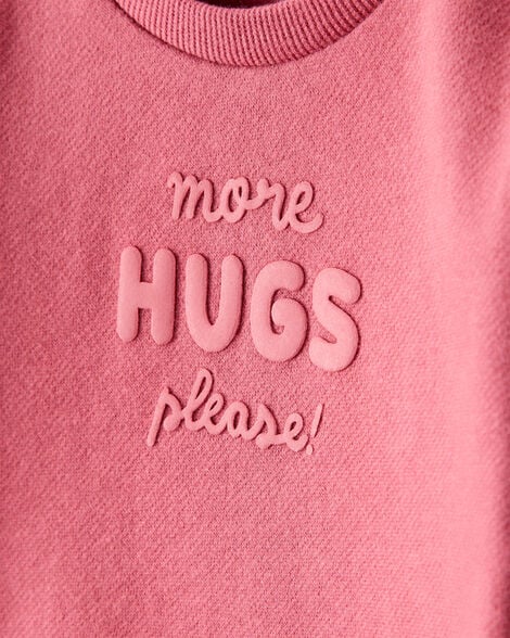 Baby Girl DayDream Fleece More Hugs Please Long-Sleeve Pullover Sweatshirt - Pink