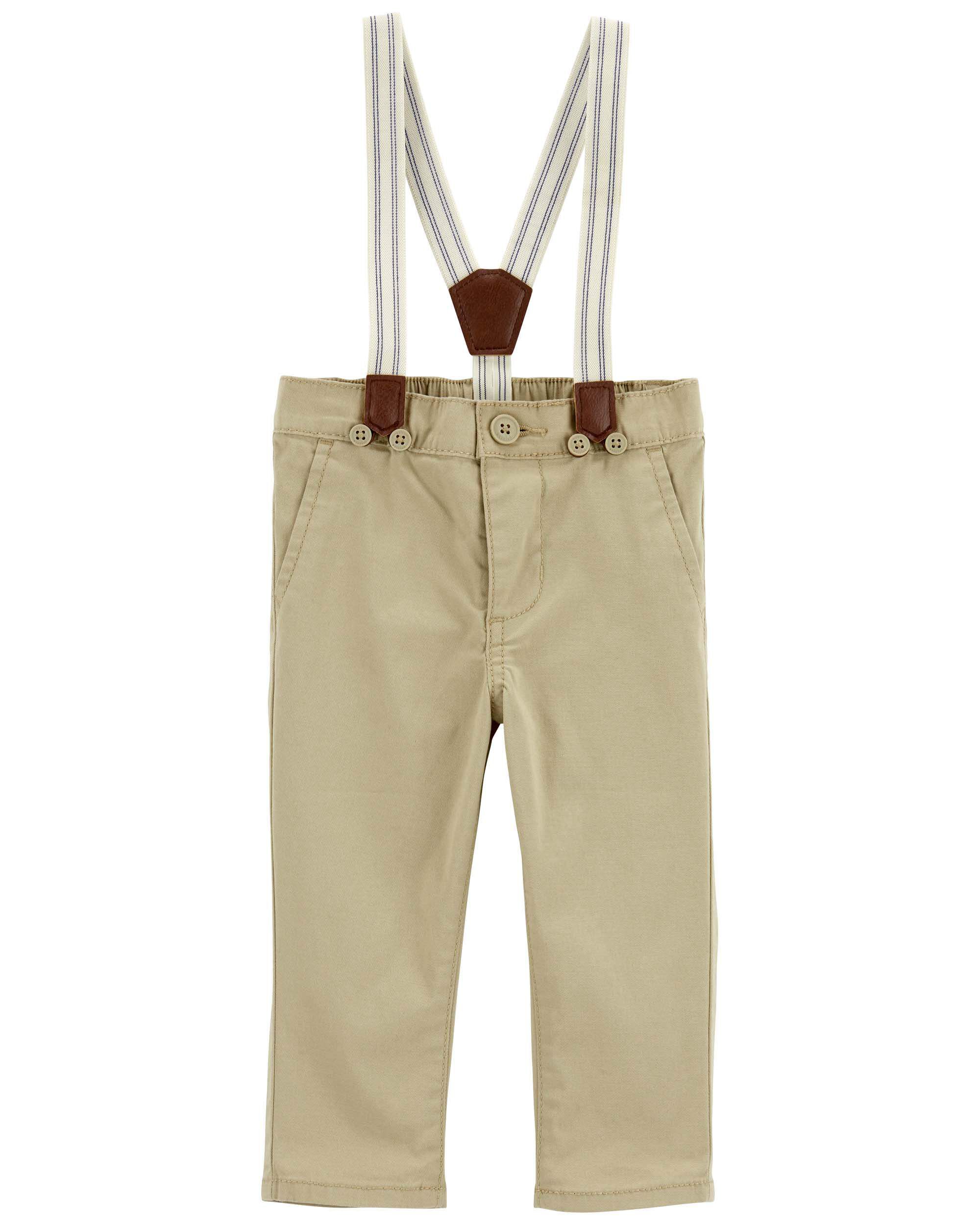 Twill Pants with Suspenders - Brown - Kids | H&M US
