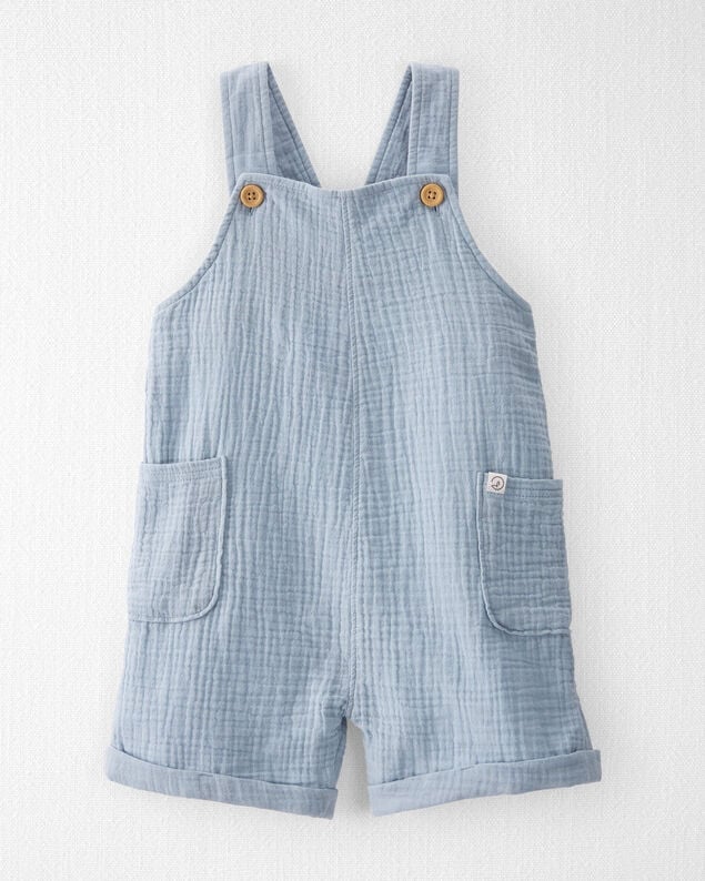 Product image 1 of Toddler Organic Cotton Gauze Shortalls in Seal Blue