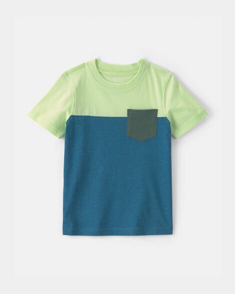 toddler boy color block short-sleeve t-shirt - blue/green