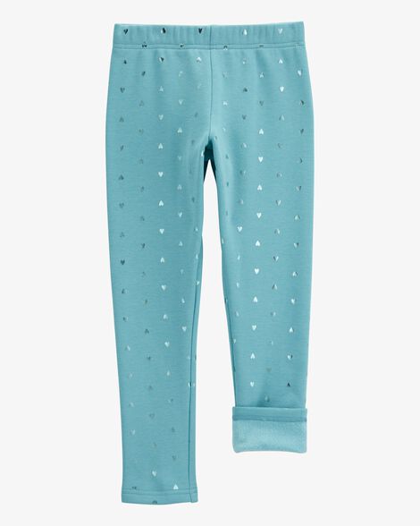Product image 3 of Girls Metallic Heart Cozy Fleece Leggings