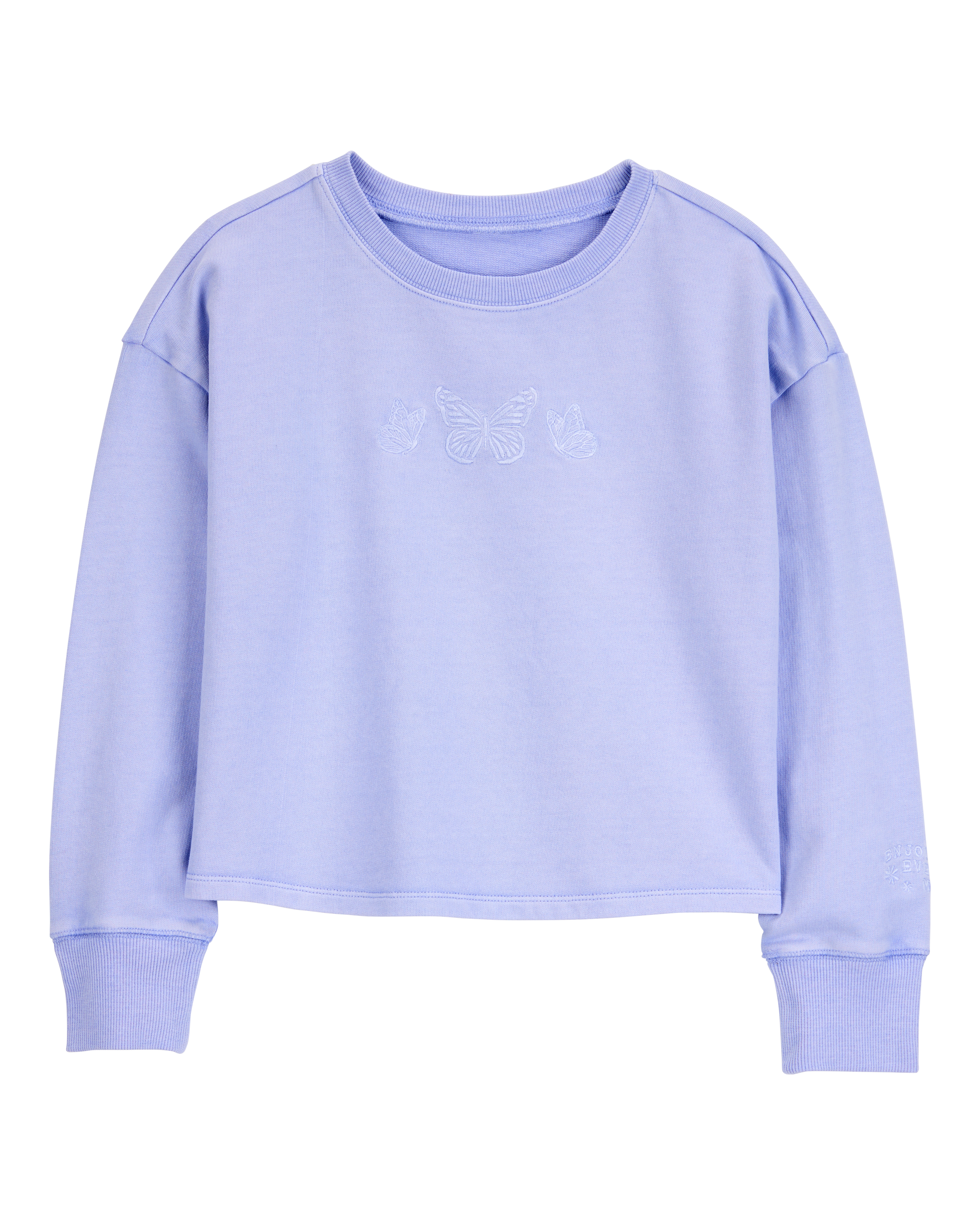 Kid Butterfly-Print French Terry Pullover - Purple