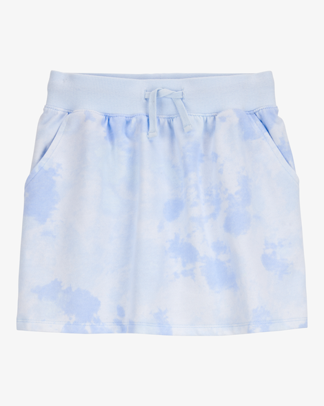 Kid Drawstring Cloud Dye French Terry Skort - Blue
