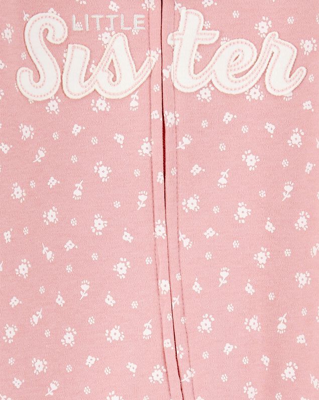 Product image 2 of Baby Girl Little Sister 2-Way Zip Cotton Sleep & Play Pajamas - Pink