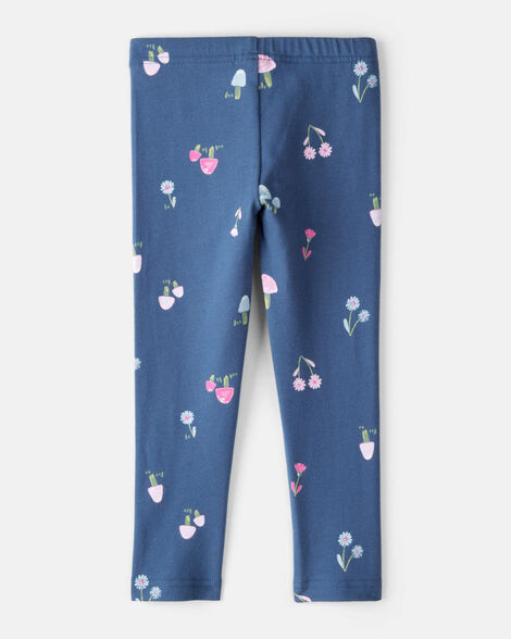 Product image 2 of Toddler Girl Floral Cotton Pull-On Stretch Leggings - Blue