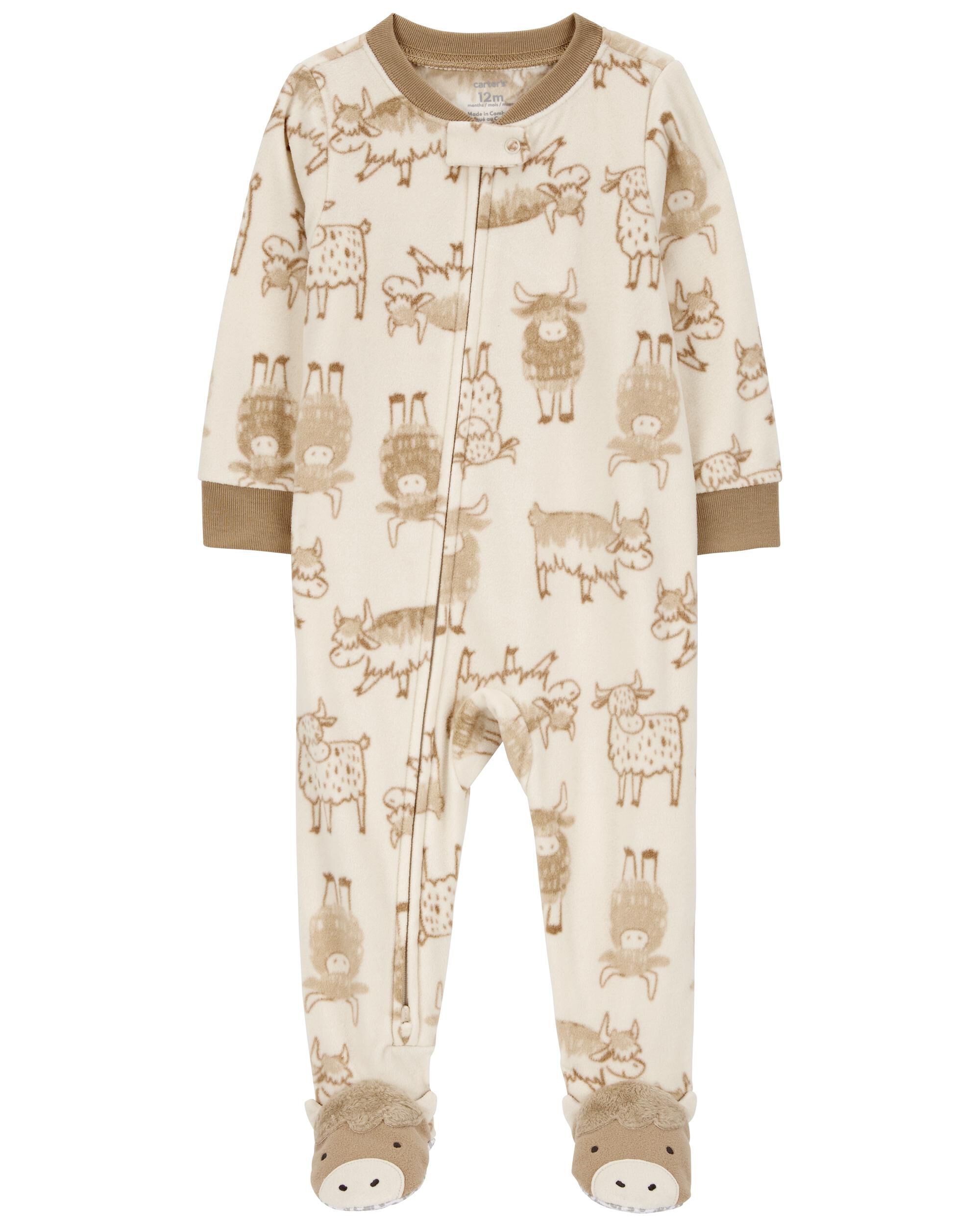 thumbnail image 2 of Carter's Big Boy Footed Microfleece PJs - Wolf Print Sleeper Pajamas Size 6 Years 2 of 11