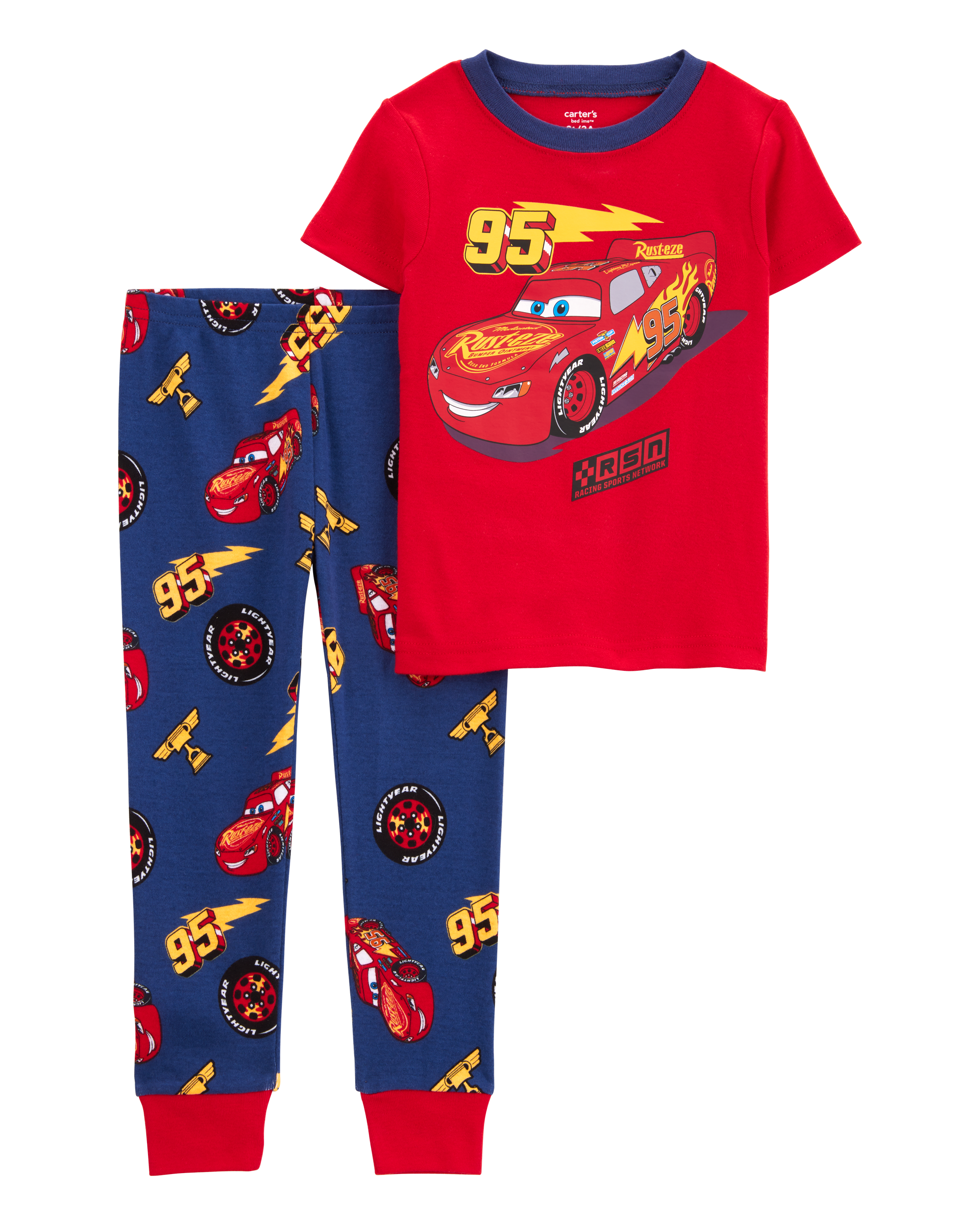 Toddler Cars Snug Fit Cotton 2-Piece Pajamas - Red