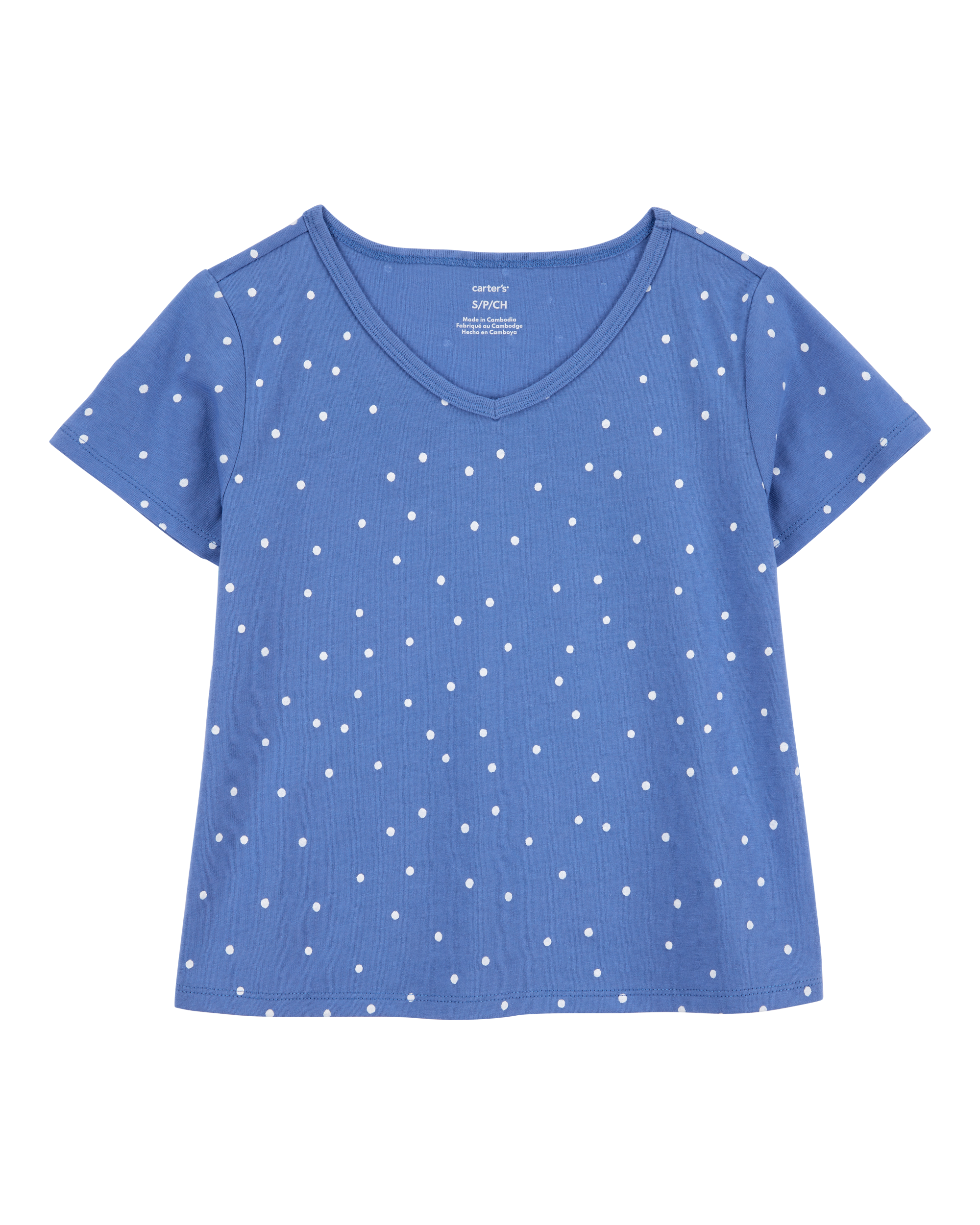 Kid Polka Dot Short-Sleeve Fashion Top - Blue