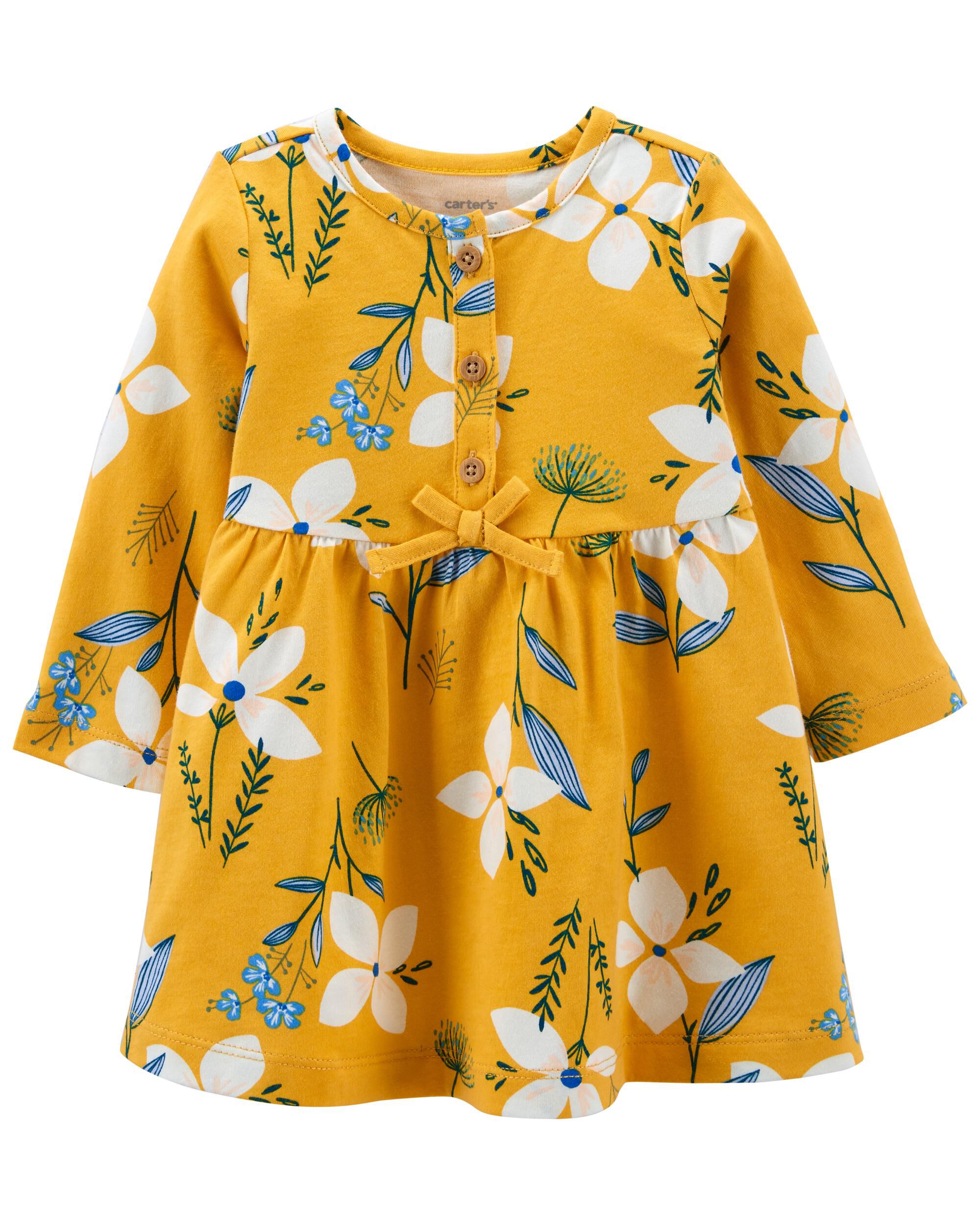 yellow floral long sleeve dress