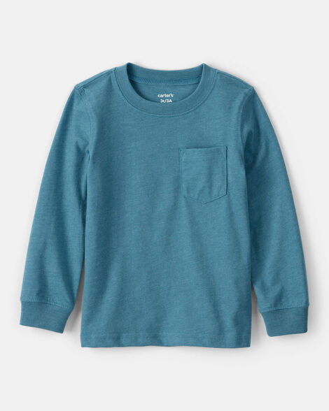 toddler boy long-sleeve pocket tee - teal