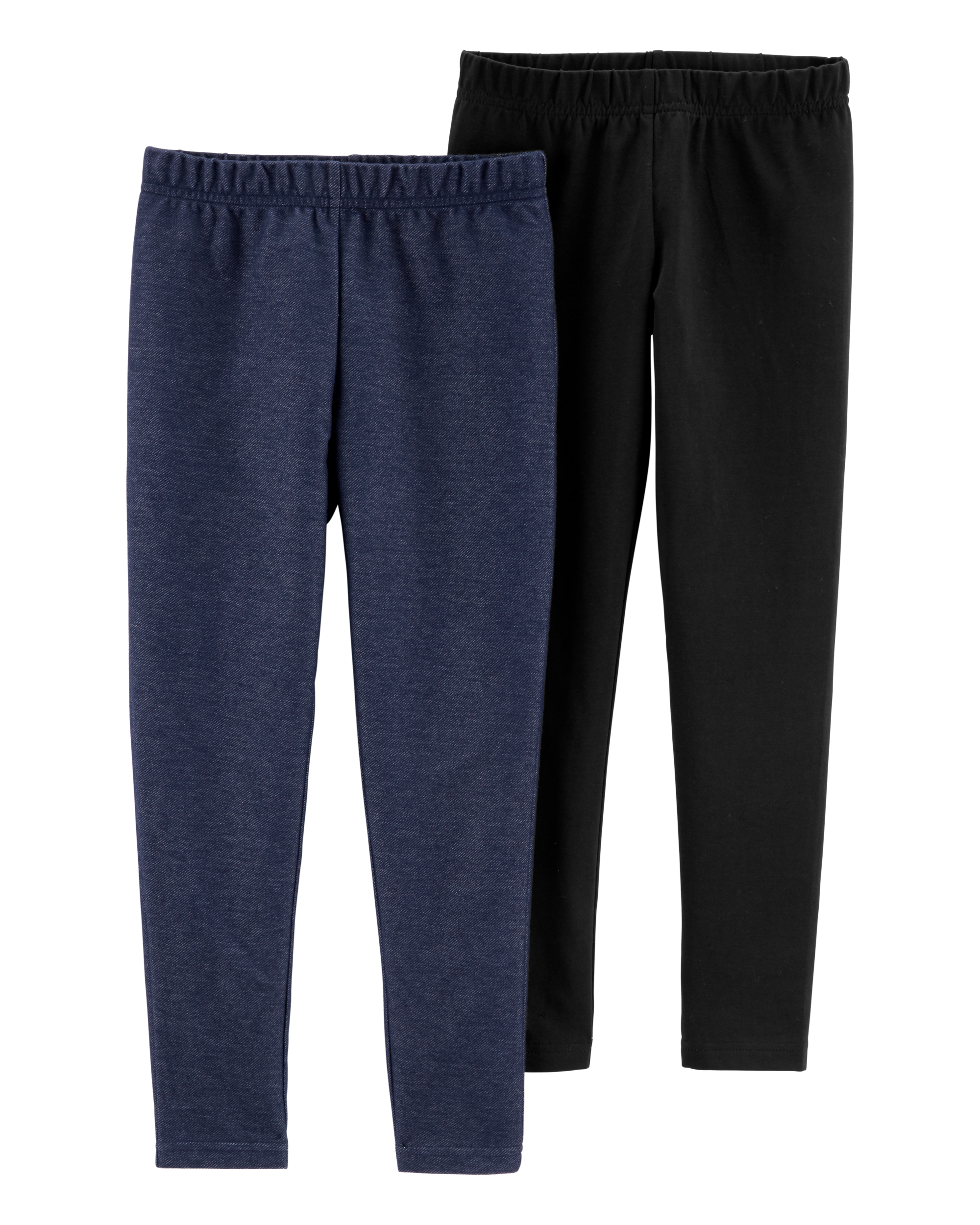Kid 2-Pack Black & Navy Cotton Stretch Leggings