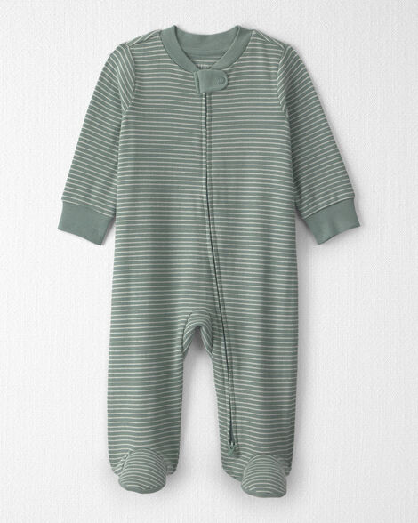 Baby Organic Cotton Ribbed Sleep & Play Pajamas in Stripes