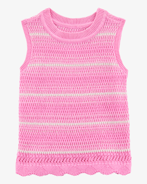 Toddler Striped Crotchet Knit Tank - Pink