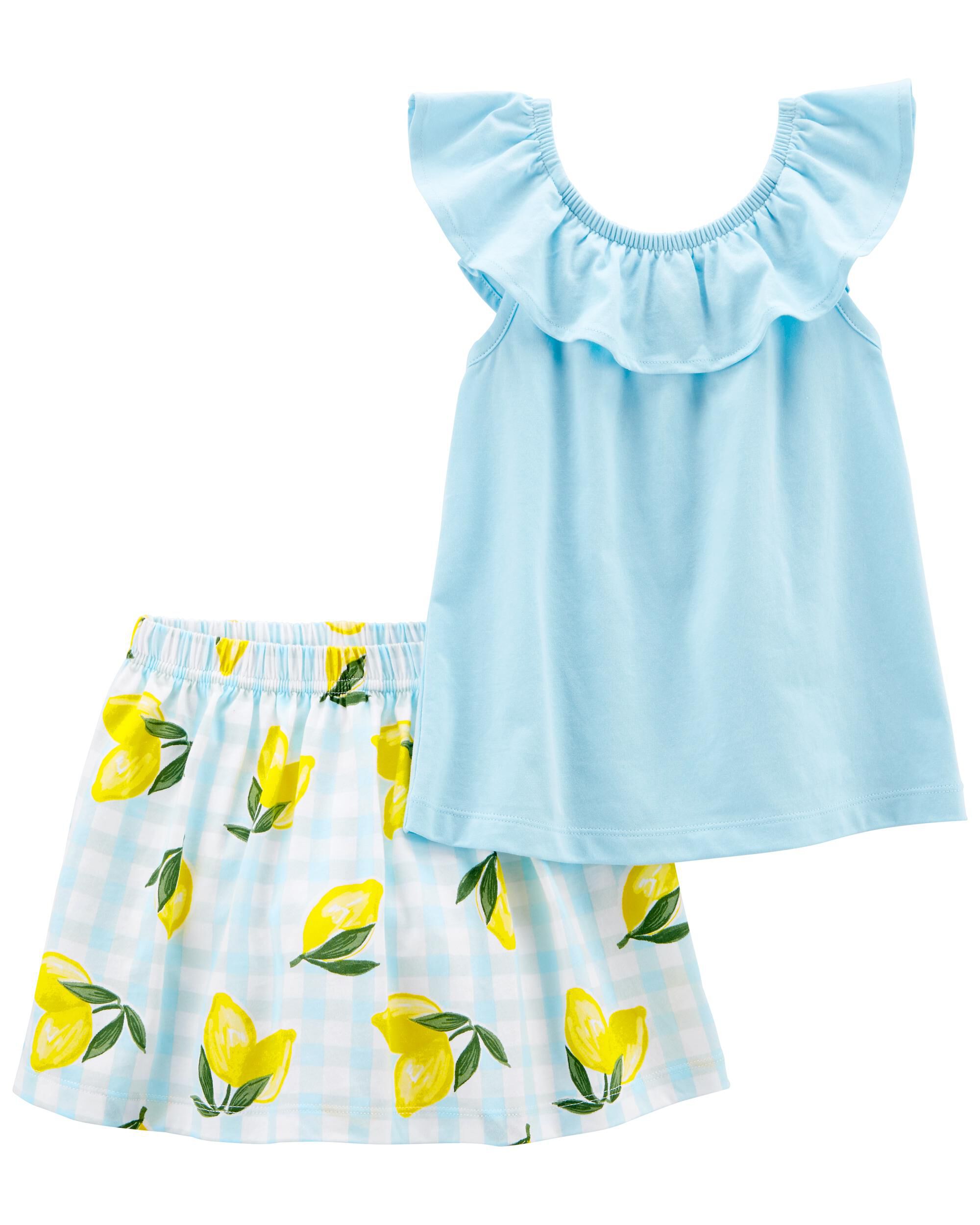 Toddler 2-Piece Flutter Top & Lemon Skort Set - Carter's