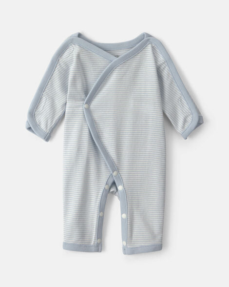 baby boy striped 100% cotton sleep & play pajama - blue