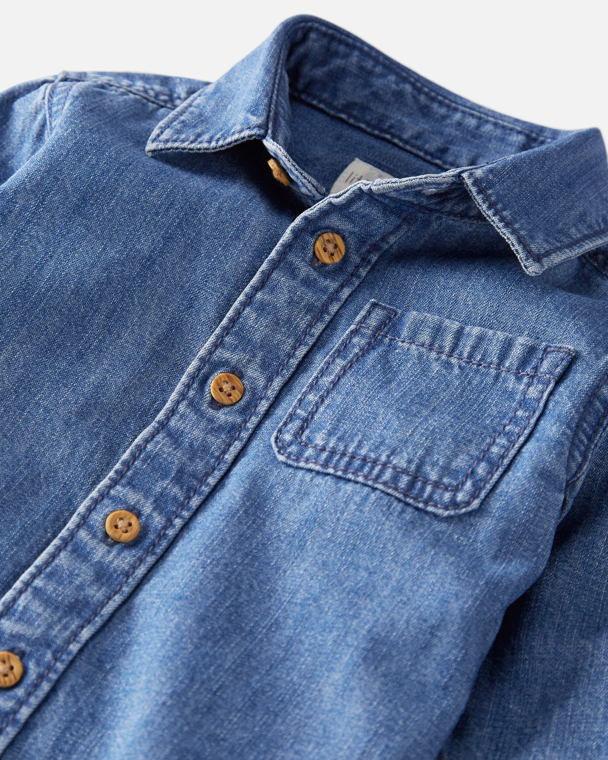Baby Organic Cotton Chambray Button-Front Shirt - Little Baby Organic Cotton Chambray Button-Front Shirt - Little