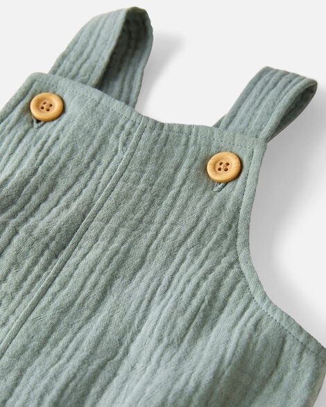  Product image 3 of Baby Organic Cotton Gauze Shortalls in Green