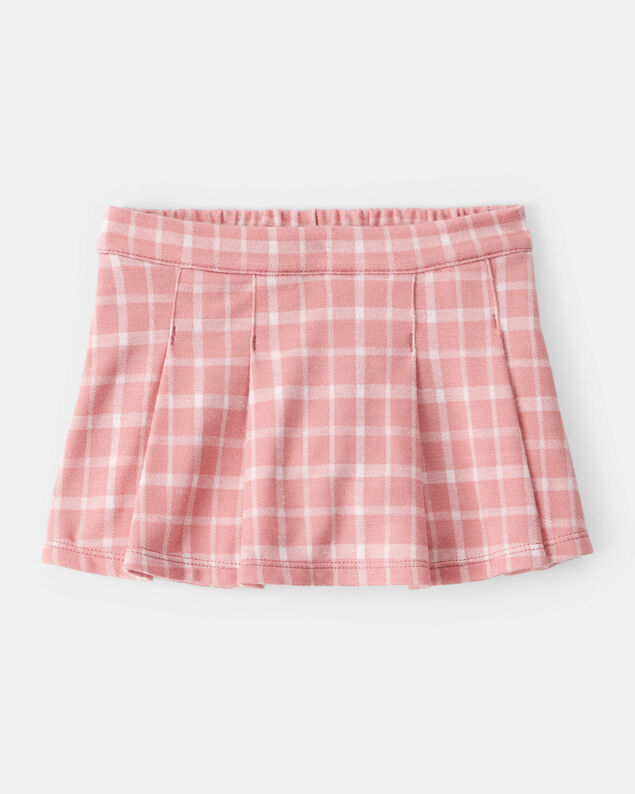 Product image 1 of Baby Girl Plaid Print Knit Skort - Pink