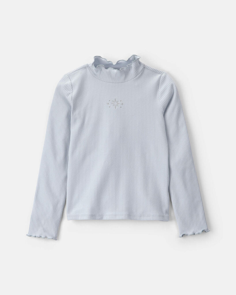 OshKosh B'gosh Girls Snowflake Long-Sleeve Mock Neck Top 10 Grey