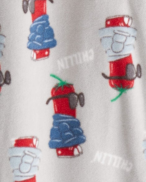 Product image 2 of Boys Chili Pepper Print Fleece Long-Sleeve Loose Fit 1-Piece Pajamas - Grey