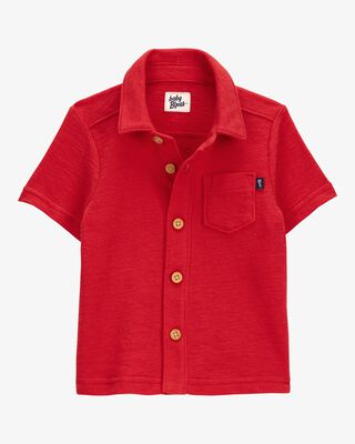 Product image 2 of Baby 2-Piece Button-Front Shirt & Star Print Shorts Set - Red/Blue


