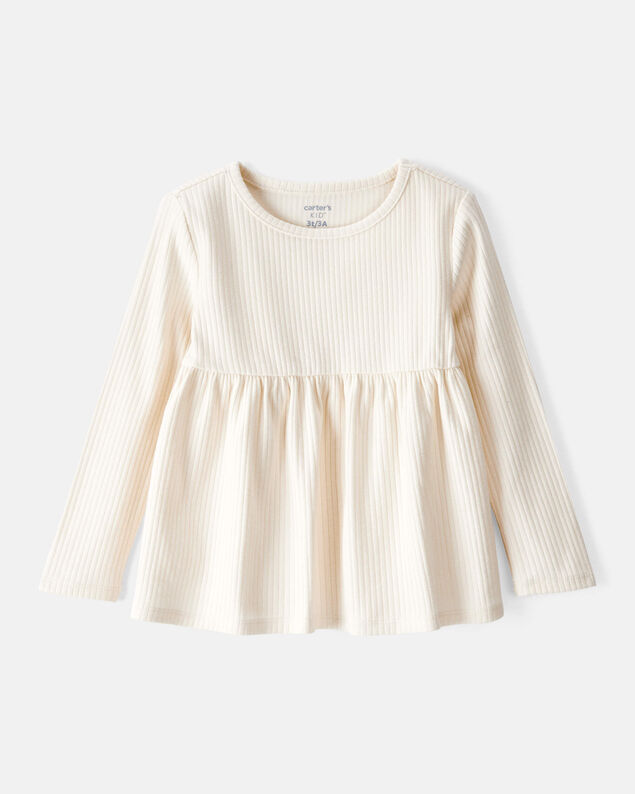 Product image 1 of Toddler Girl Long-Sleeve Peplum Top - White