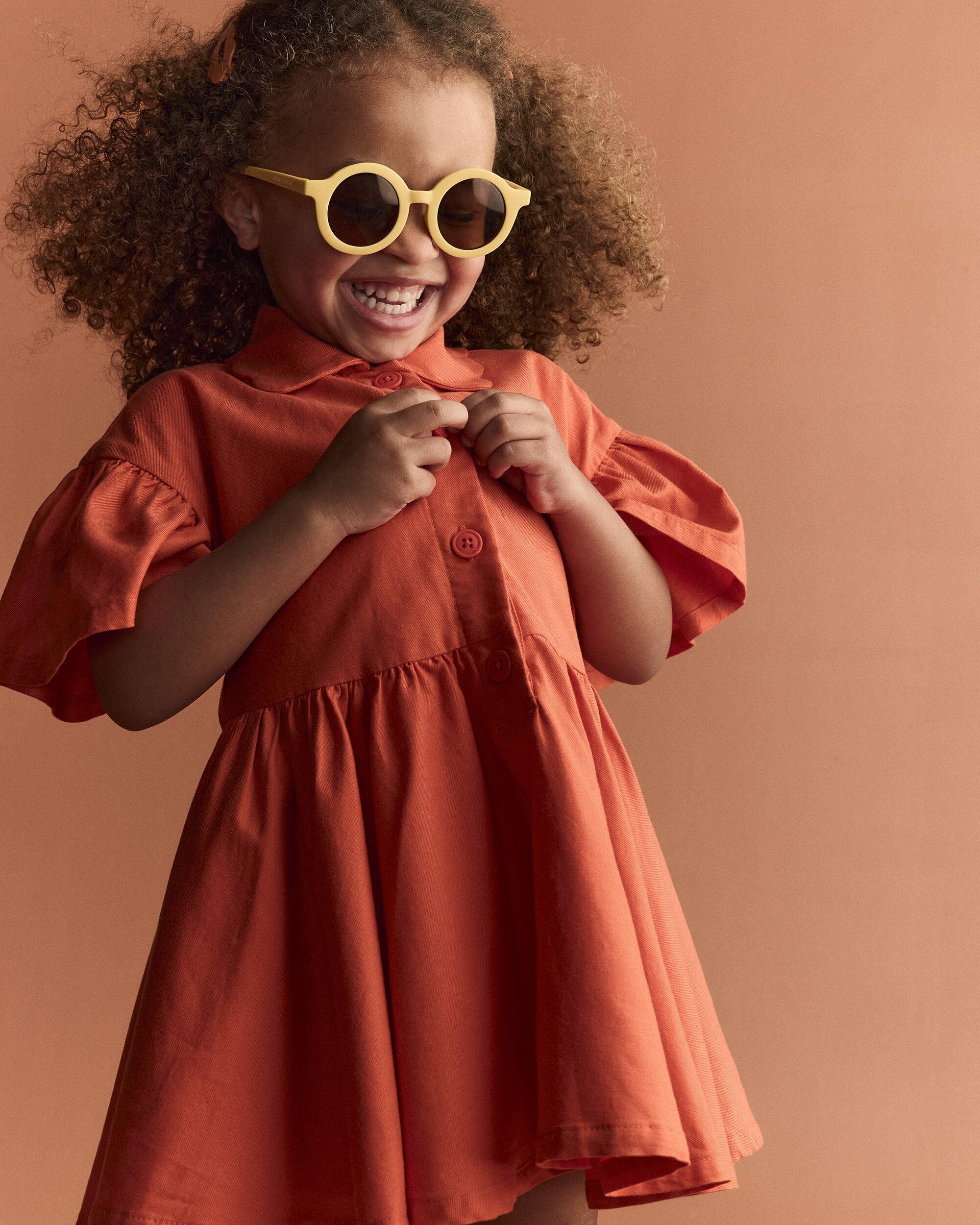Otter Avenue Toddler Girl Ruffle Collar Flowy Dress 12M Orange 29$