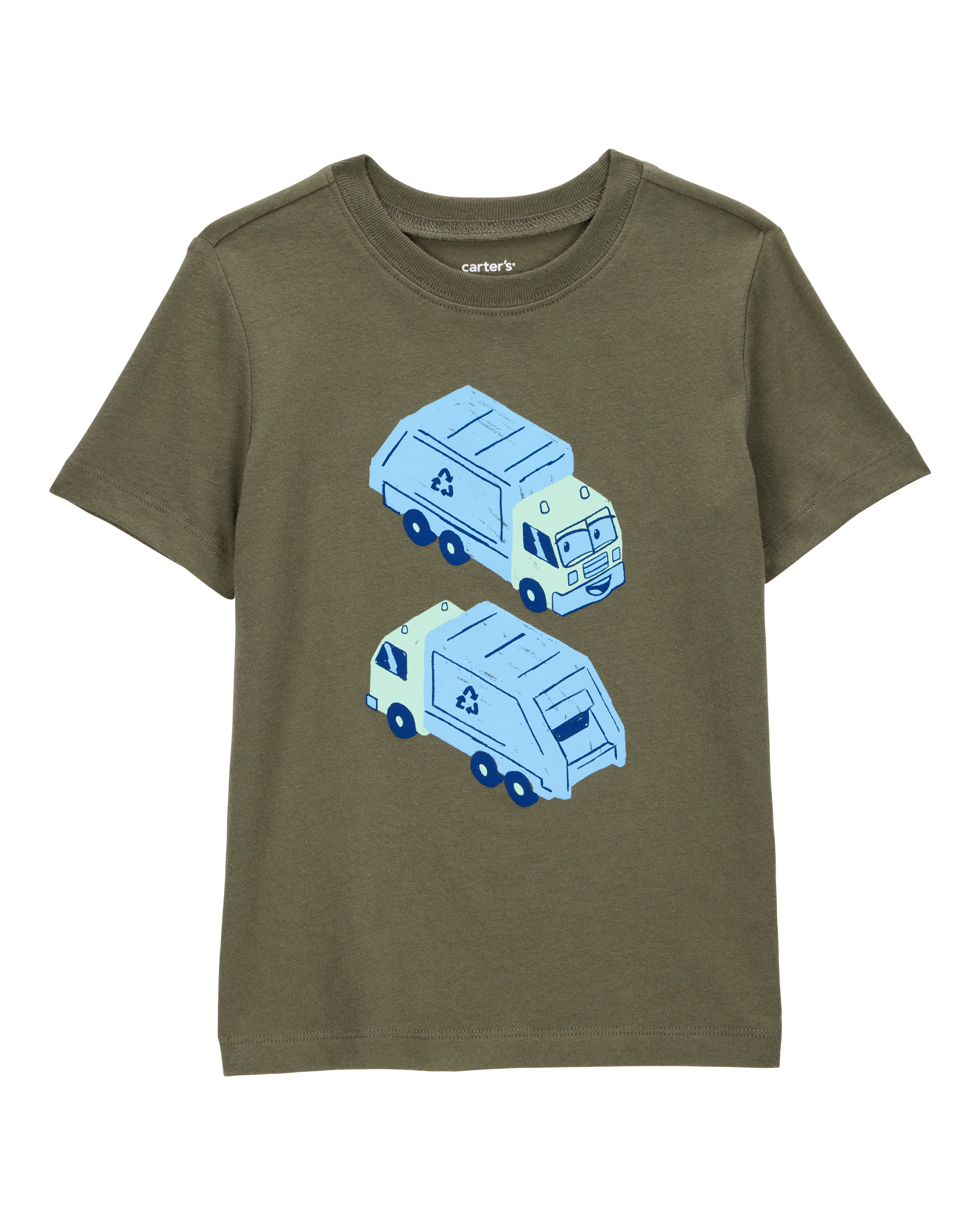 Toddler Boy Recycling Truck Graphic Tee - Olive