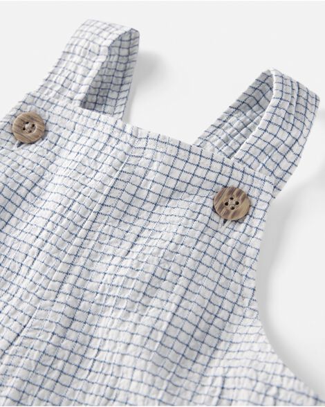  Product image 3 of Baby Organic Cotton Checkered-Print Shortalls