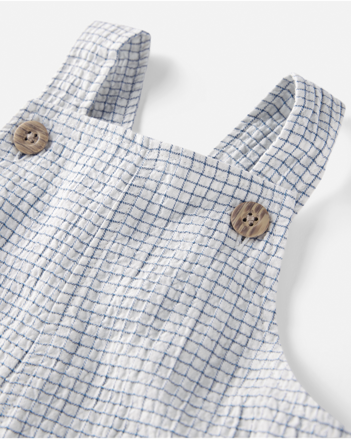 Baby Organic Cotton Checkered-Print Shortalls - Little