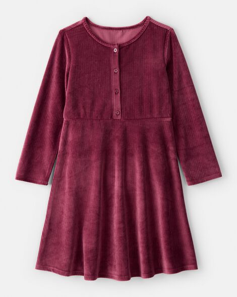 Girls Cozy Rib Dress - Red