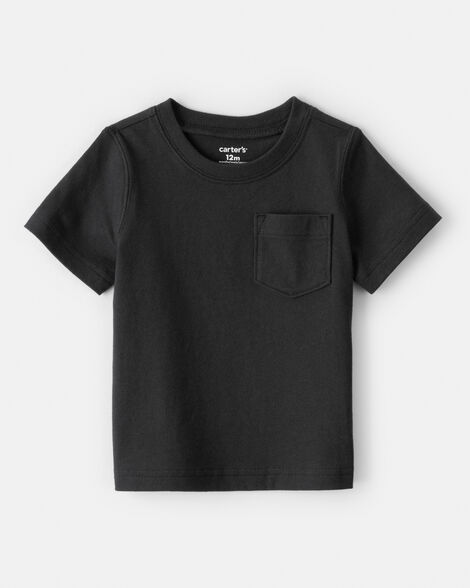 baby boy solid short-sleeve pocket tee - black