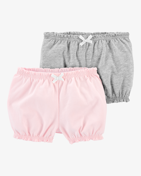 baby girl 2-pack bubble shorts - pink/grey