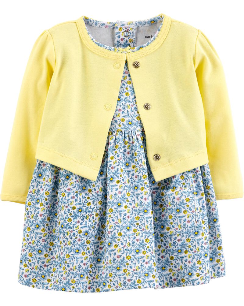 2 Piece Floral Bodysuit Dress Cardigan Set Carters Com
