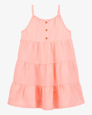 Product image 1 of Toddler Textured Gauze Button-Front Dress - Pink