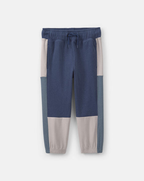 toddler boy color block joggers - blue/grey