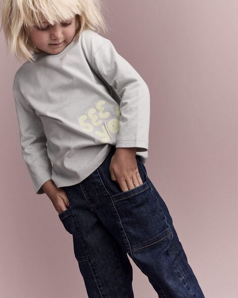 Toddler Pocket Pant in Denim - Blue