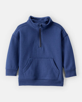 Product image 1 of Baby Boy Solid Fleece Quarter Zip Sweatshirt - Navy