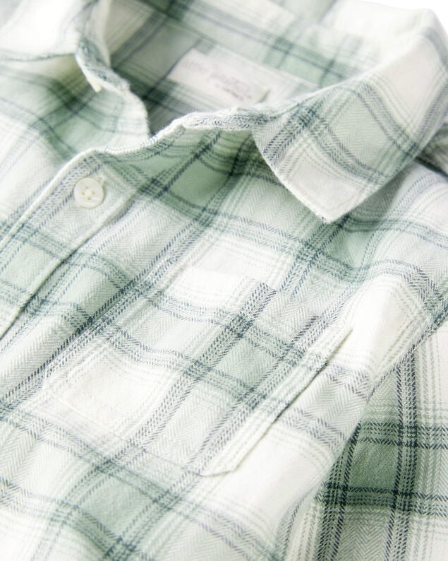 Product image 2 of Kid Organic Cotton Herringbone Button-Front Shirt in Plaid