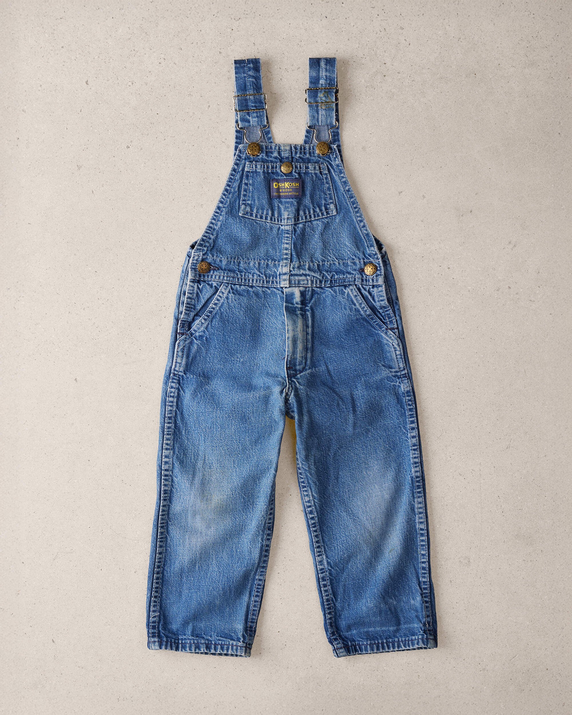 Kid Size 4 Vintage Medium Wash Denim Overalls from the OshKosh Archive Release, circa 1990s